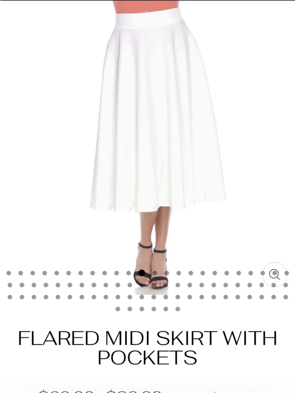 White Mark Black Circle Midi Skirt - Women's Flared Skater, L - Picture 6 of 7